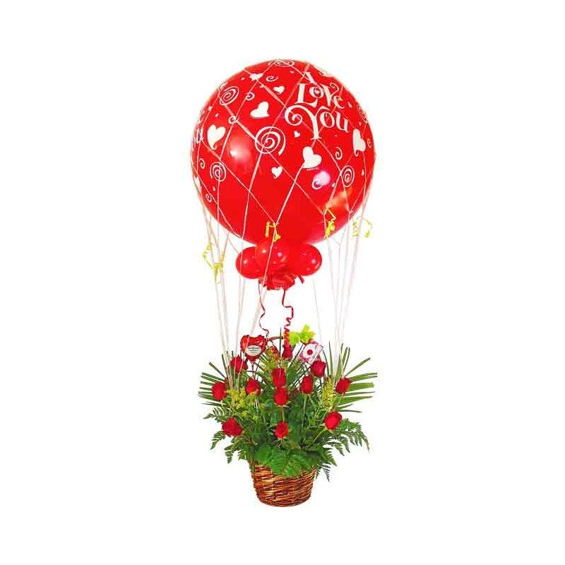 Cesta gigante de globos con nombre y globo personalizado - Floresmichelle