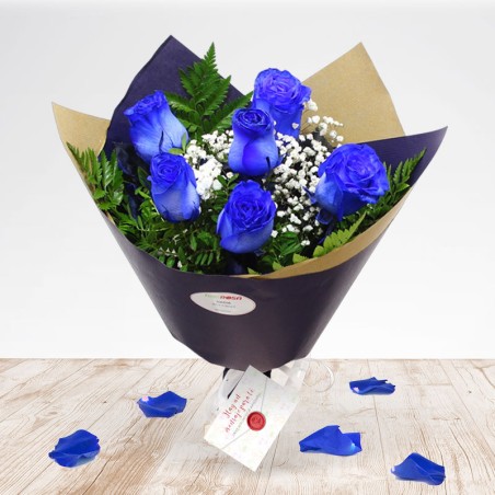 6 roses blue colour