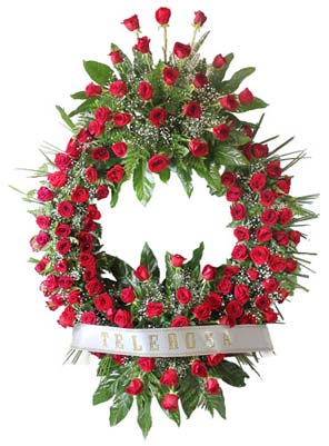 Large funeral wreath of roses